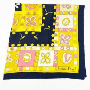Christian Dior Womens VTG Vintage‎ Floral Butterfly Grannycore Luxury Silk Scarf